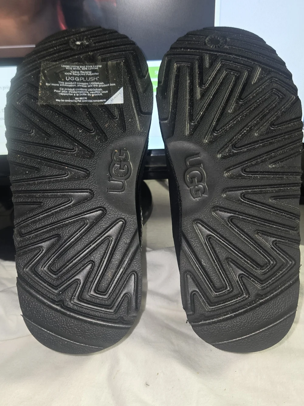UGG Kids Black Suede Slip-On Slippers with Patterned Cuff